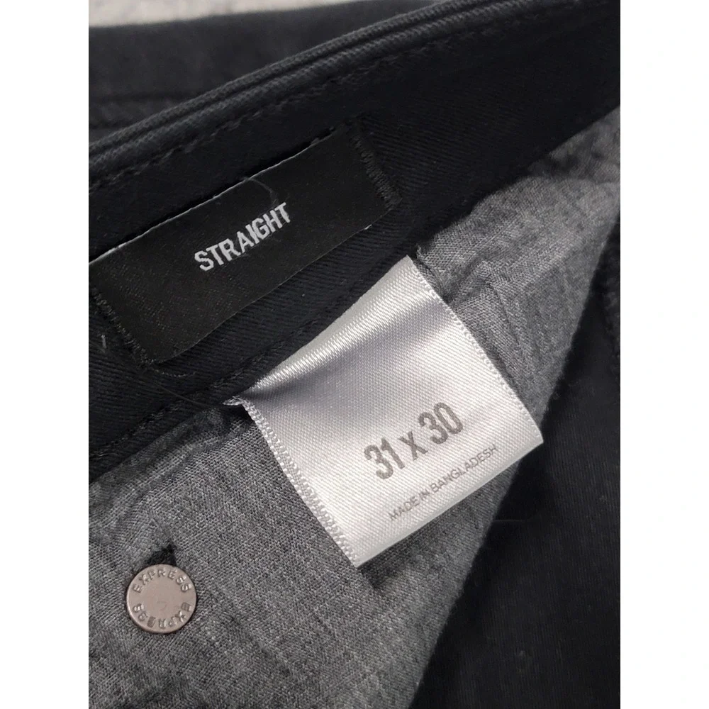 Express Jeans Mens 31x30 (Fits 34x29) Black Straight Stretch Temperature Control